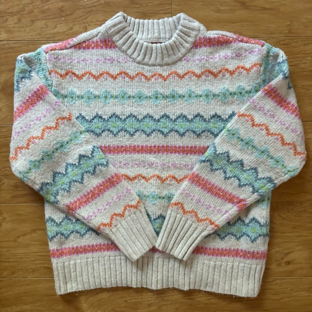 American Eagle Multicolor Striped Fair Isle Knit Sweater